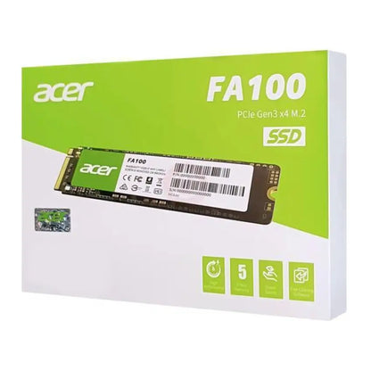 Acer FA100 SSD packaging on a white background
