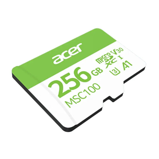 Acer MSC100 256GB microSD card on a white background