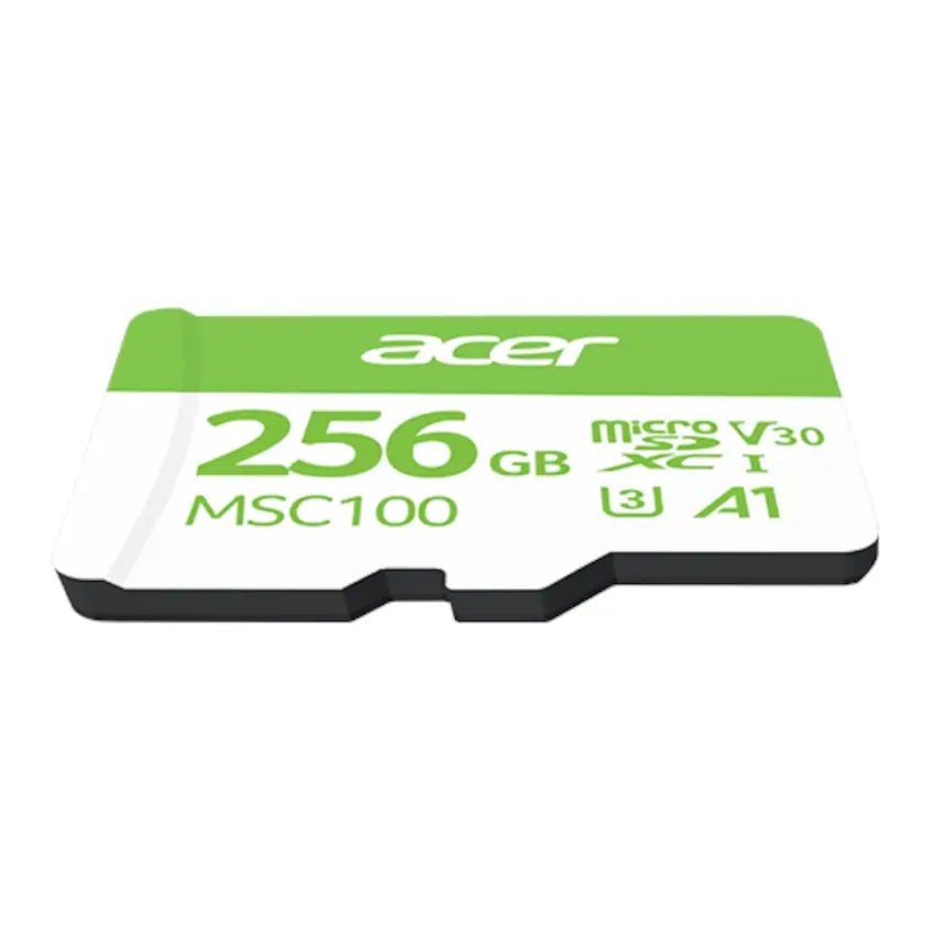 Acer MSC100 256GB V30 microSD card on a white background