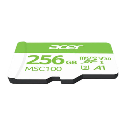 Acer MSC100 256GB V30 microSD card on a white background