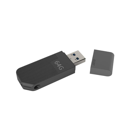 Acer UP200 64GB Black USB flash drive with a cap on a white background
