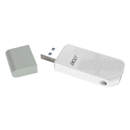 White and grey Acer UP300 USB3.2 flash drive on a white background