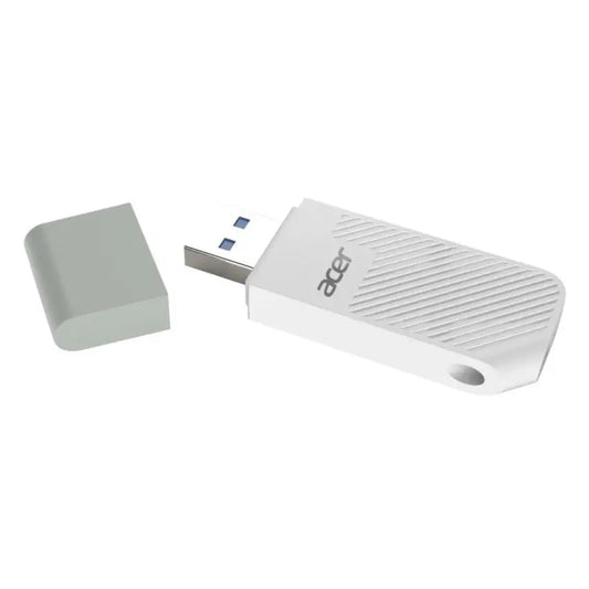 White and grey Acer UP300 USB3.2 flash drive on a white background