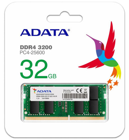 Upgrade your laptop with ADATA 32GB DDR4 3200MHz SODIMM RAM for high-speed performance and enhanced multitasking.