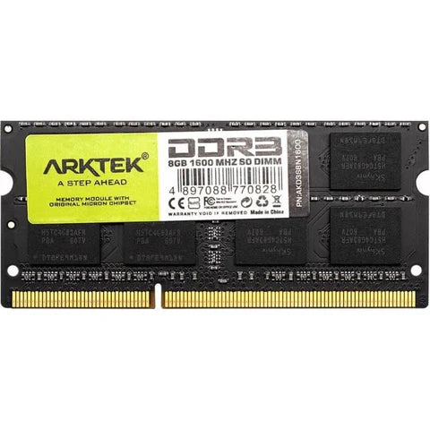 Upgrade your laptop with Arktek AKD3S8N1600 8 GB DDR3 1600 MHz SO-DIMM for reliable and fast performance.