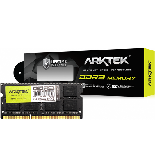 Upgrade your laptop with Arktek AKD3S8N1600 8 GB DDR3 1600 MHz SO-DIMM for reliable and fast performance.