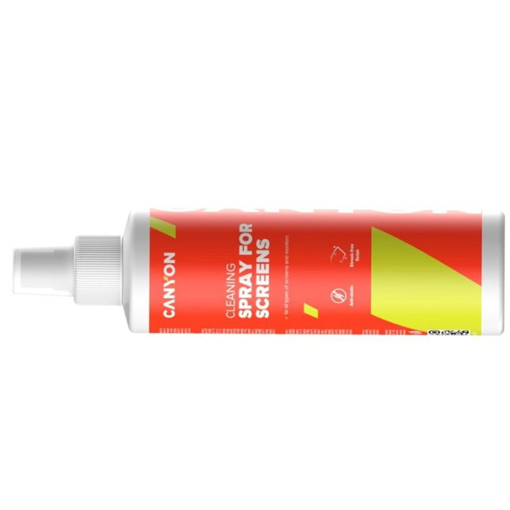 Canyon CNE-CCL21 Screen Cleaning Spray – 100ml with Microfiber Cloth for Monitors, Laptops, red Canyon spray bottle