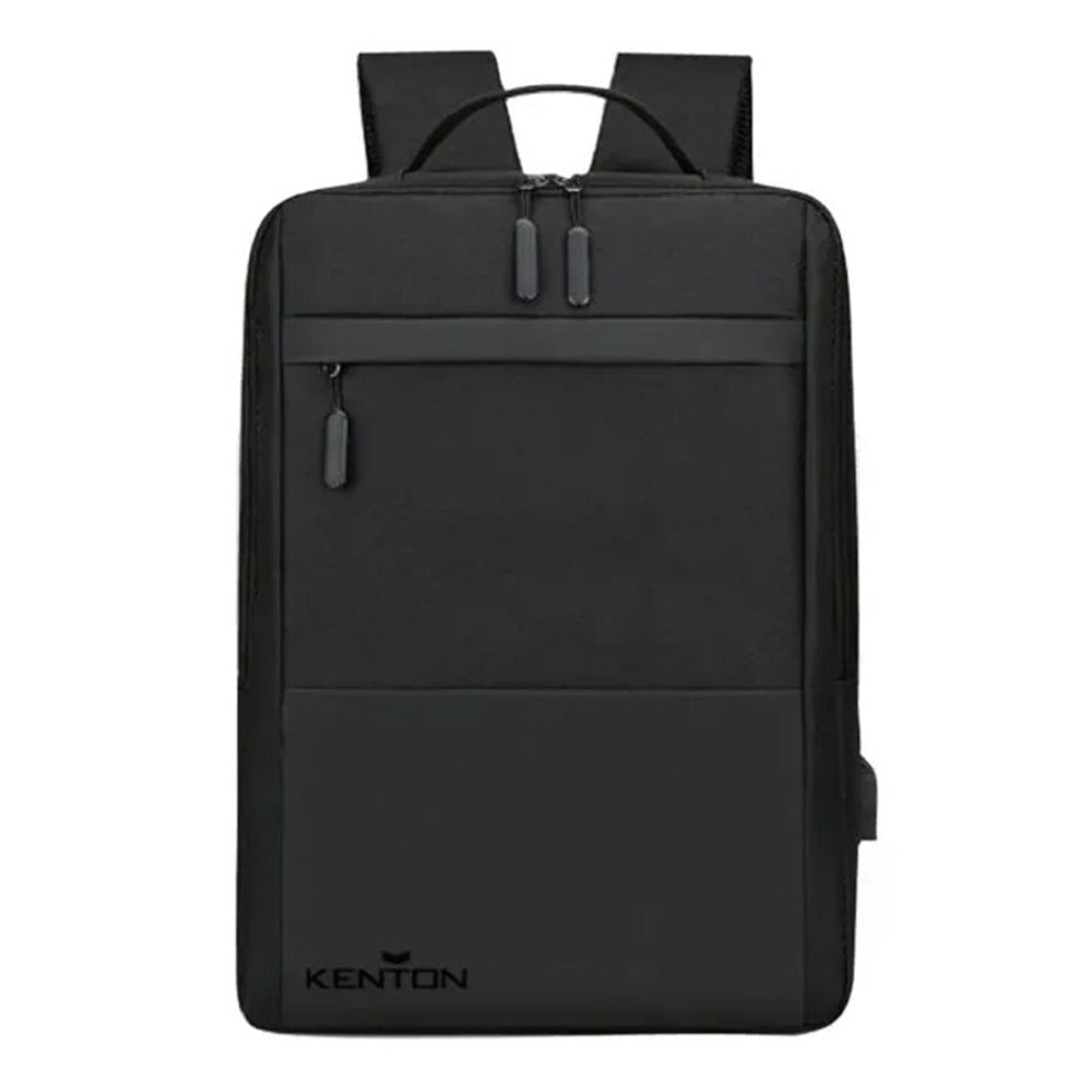 Kenton Entry Level 15.6" Laptop Bag – Durable black 1330BLACK backpack with front zip pocket and Kenton logo