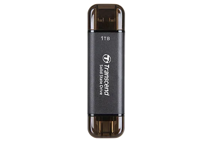 TRANSCEND 1 TB ESD310C USB3.2 TYPE A & C (USB 10Gbps) OTG COMPACT PORTABLE SSD  - Read 1050MB/s Write 950 MB/s - Black
