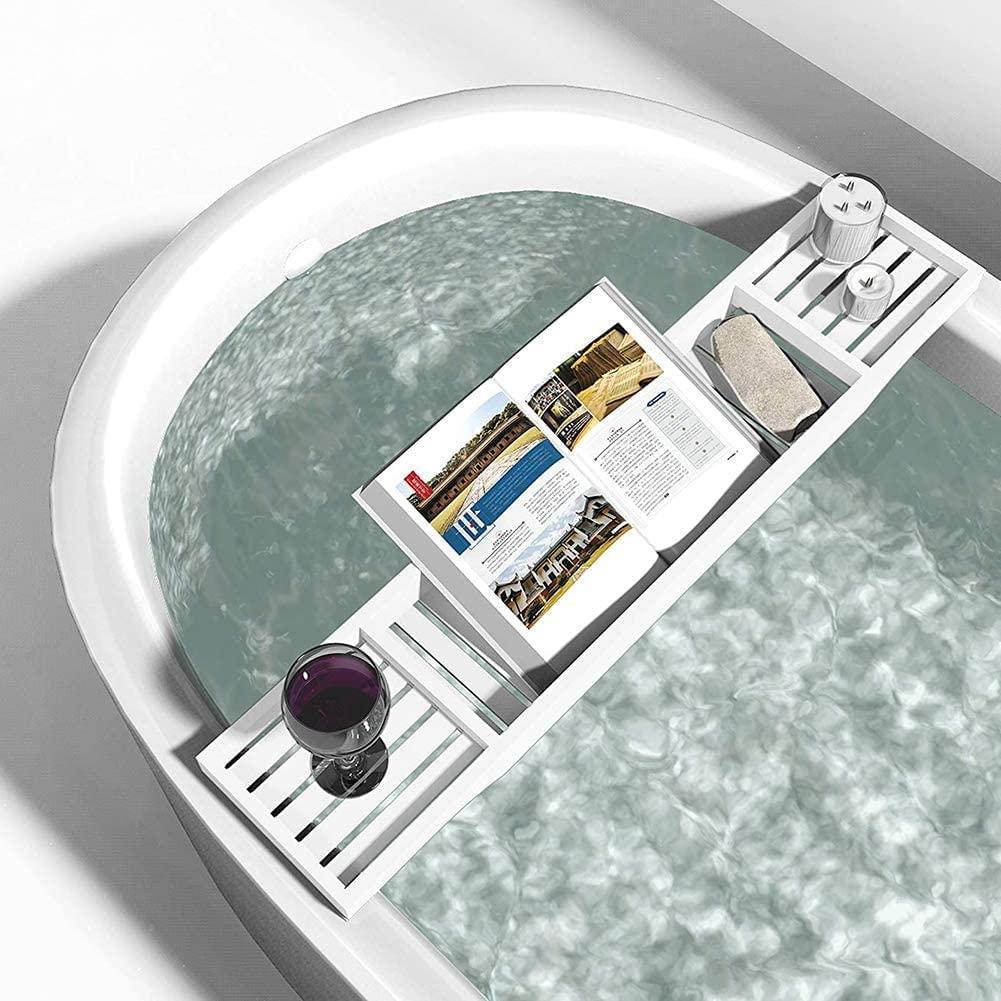 BAMBOO BATH CADDY-WHITE