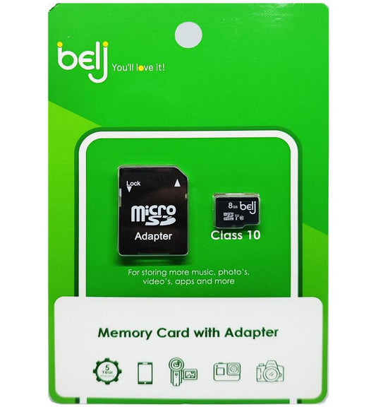 BELJ 8GB Class 10 microSDHC Memory Card with SD Adapter