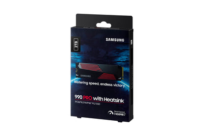 SAMSUNG MZ-V9P2T0CW 990 PRO 2 TB NVMe SSD W/Heatsink - Read Speed up to 7450 MB/s; Write Speed to up 6900 MB/s; Random Read up t