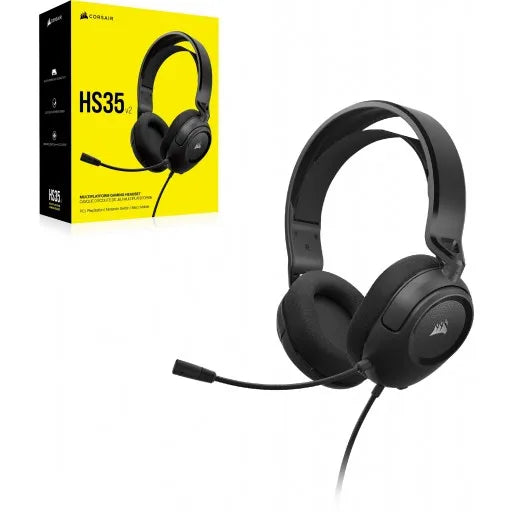 HS35 v2 Carbon Gaming Headset; Universal 3.5mm connectivity; 50mm audio drivers; Flexible omni-directional microphone -