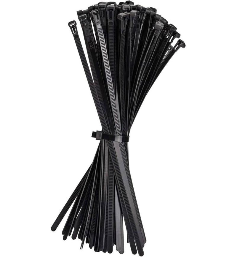 Nylon Cable Ties 4.8 × 200mm Black 100 Pack