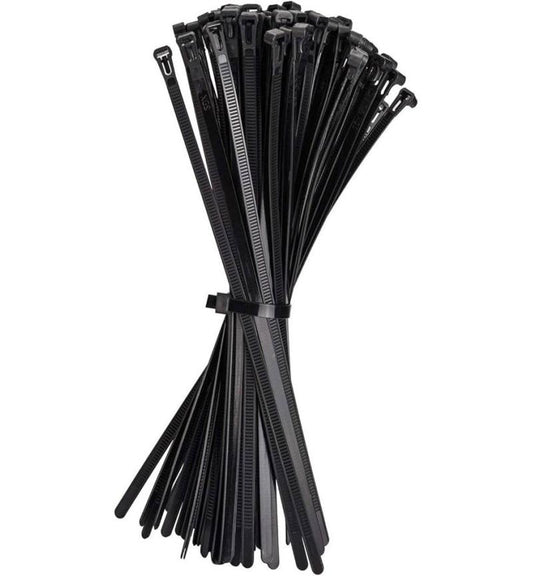 Nylon Cable Ties 4.8 × 200mm Black 100 Pack
