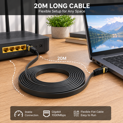 CAT7 RJ45 Ethernet Network Patch Cable 20m – Black