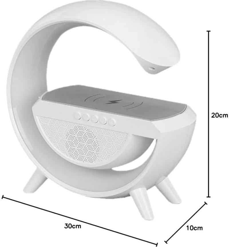 MicroWorld 3-in-1 LED Light, FM Radio & Wireless Charger, perfect for mood lighting and music in any space.
