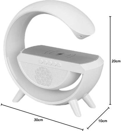 MicroWorld 3-in-1 LED Light, FM Radio & Wireless Charger, perfect for mood lighting and music in any space.