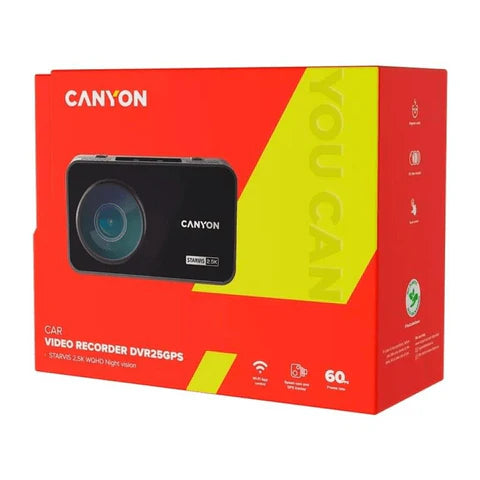 Canyon CND‑DVR25GPS 5MP Dash Cam – 3" IPS Touchscreen, 2.5K @60fps, GPS – Canyon Store
