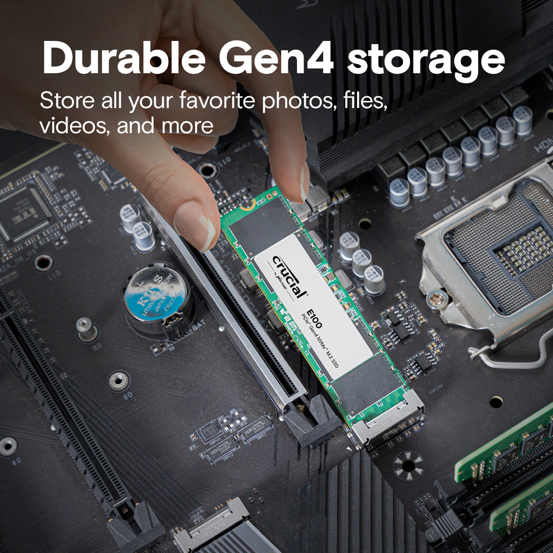 Crucial E100 2TB M.2 PCIe Gen4 NVMe SSD – CT2000E100SSD8, Up to 5,000MB/s, Internal Solid State Drive | Crucial