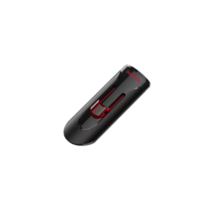 SanDisk Cruzer Glide 128GB USB 3.0 Flash Drive – High-Speed Retractable Drive | SDCZ600-128G-G35, black with red slider