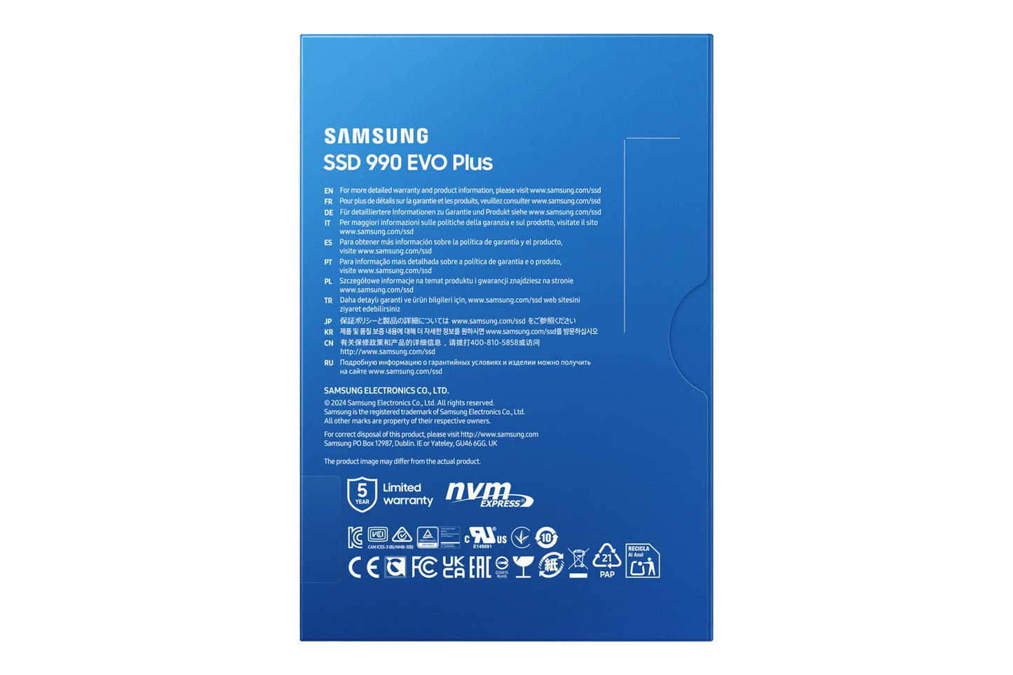 SAMSUNG MZ-V9S2T0BW 990 EVO Plus 2TB NVMe SSD - Read Speed up to 7250 MB/s; Write Speed to up 6300 MB/s; Random Read up to 1 000