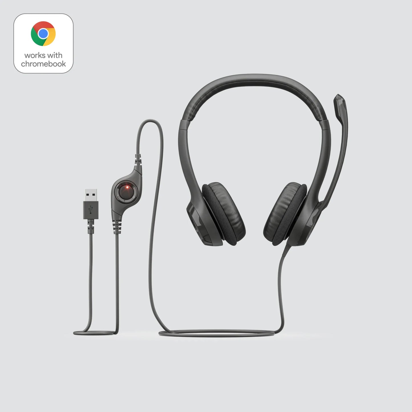 981-000406 - Logitech Headset H390 Black USB-A Stereo Internet headset adjustable headband Noise cancelling rotating microphone