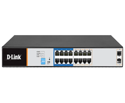 16 PoE 10/100/1000 ports + 2 Gigabit SFP ports Long Range Smart Switch 150W total POE budget; Max Distance 250m