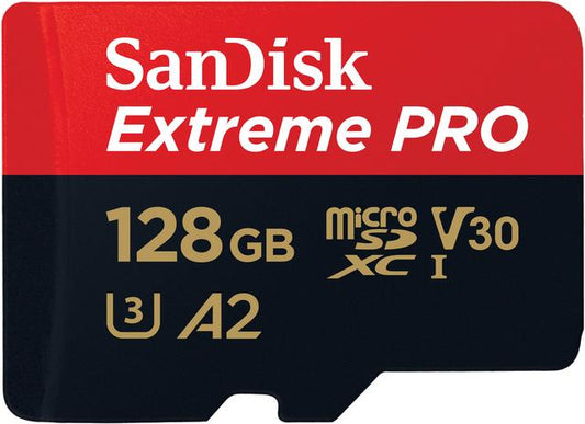 SanDisk Extreme PRO 128GB microSDXC UHS-I Memory Card – U3, V30, 4K UHD, A2, 200MB/s Read Speed – SanDisk
