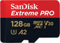 SanDisk Extreme PRO 128GB microSDXC UHS-I Memory Card – U3, V30, 4K UHD, A2, 200MB/s Read Speed – SanDisk