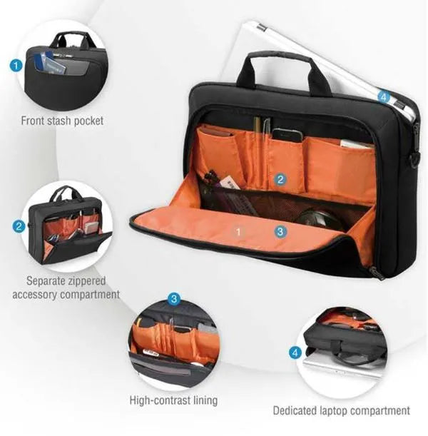 Organized Everki Advance 16" Eco-Friendly Laptop Briefcase - Sustainable Recycled Material, Business for professionals.