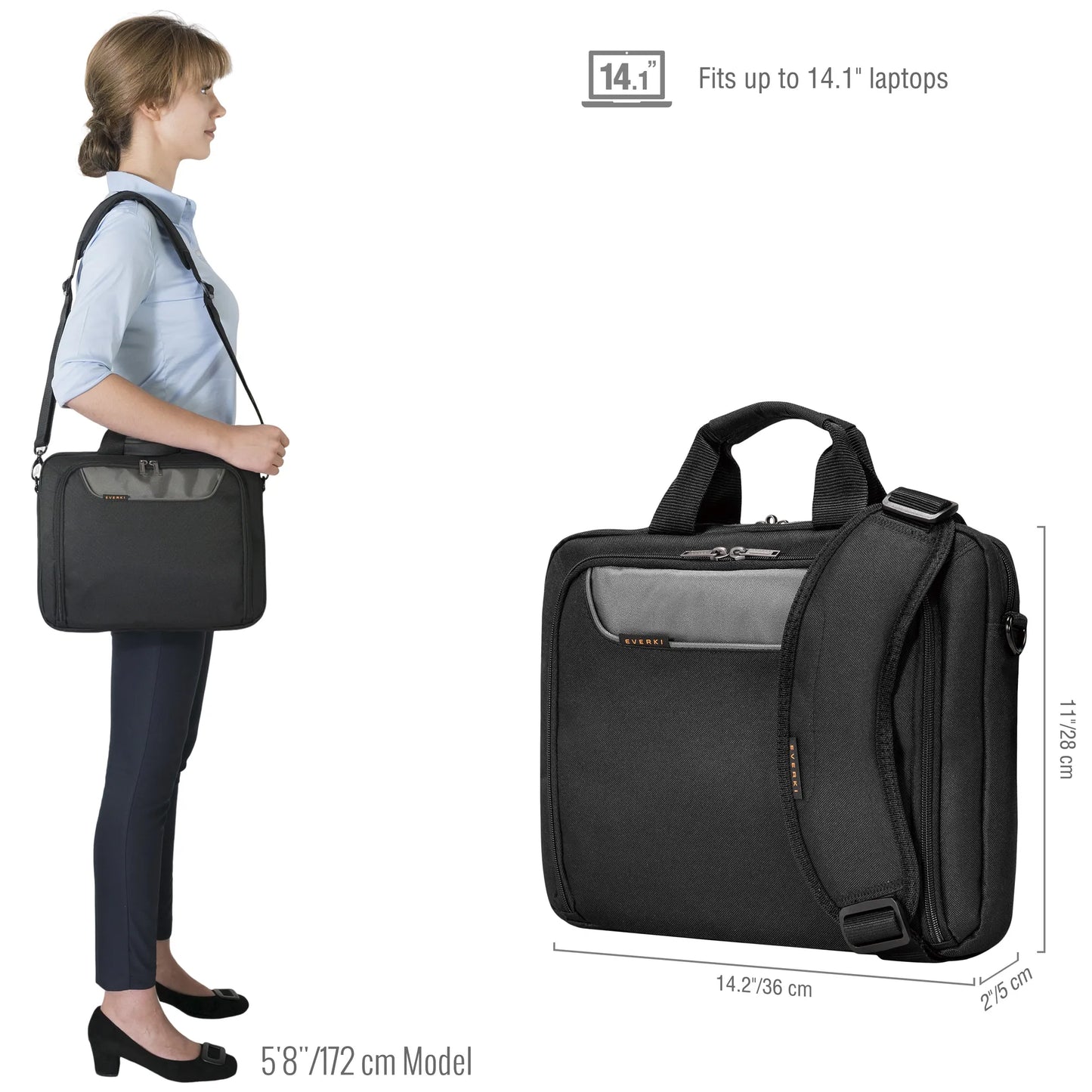 Sleek Everki Advance 14" Professional Laptop Briefcase (EKB407NCH14) for business, TSA-friendly with durable protection.