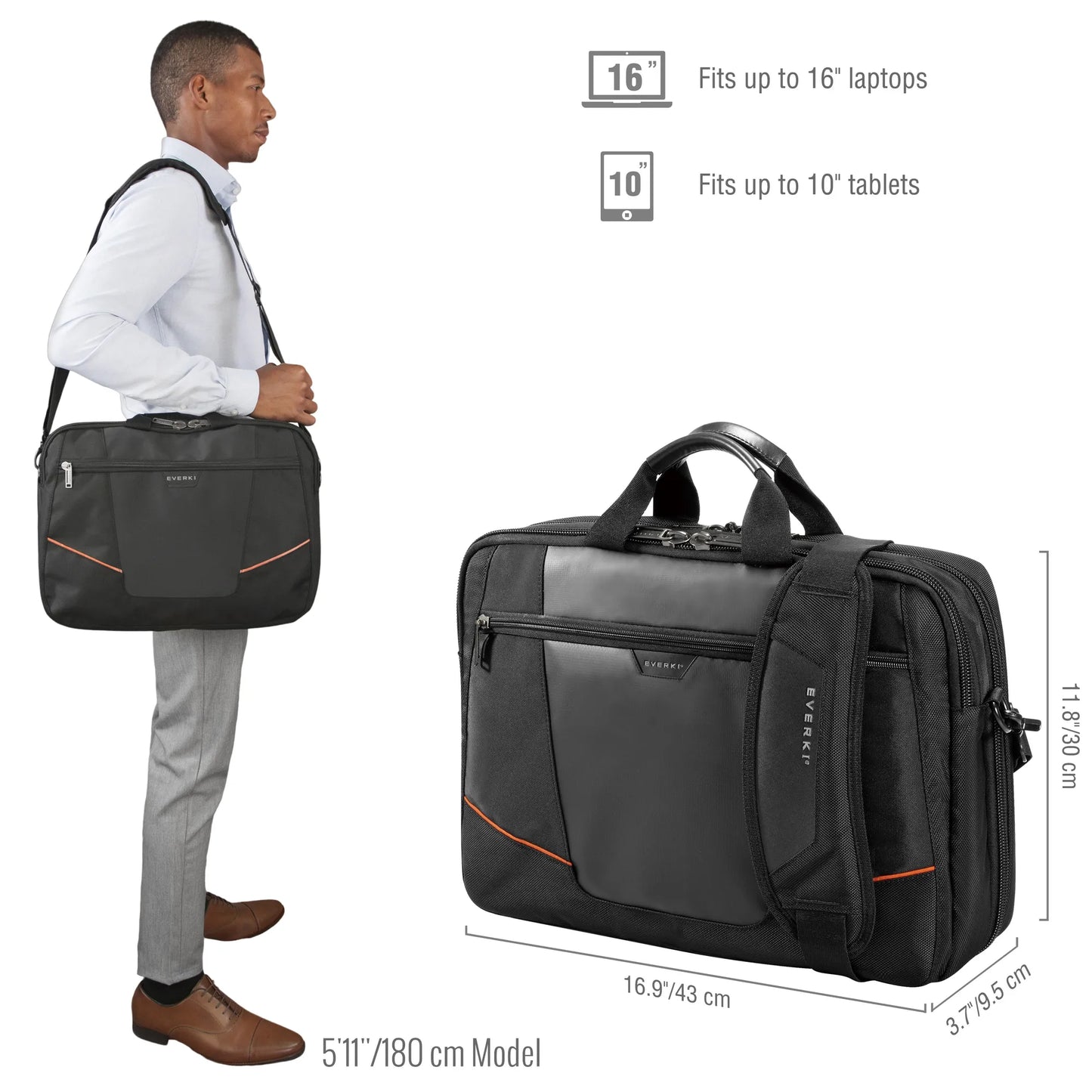 EVERKI EKB419 FLIGHT 16'' LAPTOP BRIEFCASE BAG