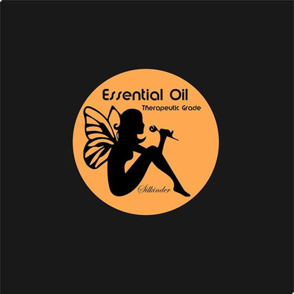 Silkinder Luxury Aromatherapy Essential Oils Collection - 8 Bottles of Pure Bliss (including Rose) logo with fairy silhouette design.