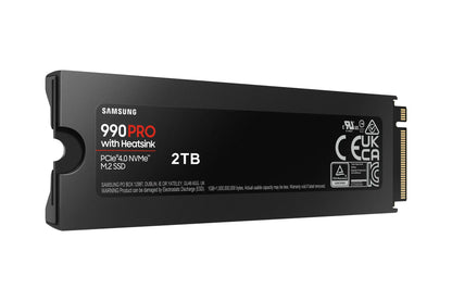 SAMSUNG MZ-V9P2T0CW 990 PRO 2 TB NVMe SSD W/Heatsink - Read Speed up to 7450 MB/s; Write Speed to up 6900 MB/s; Random Read up t