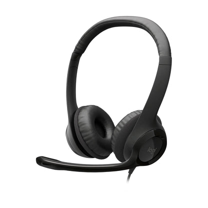 981-000406 - Logitech Headset H390 Black USB-A Stereo Internet headset adjustable headband Noise cancelling rotating microphone