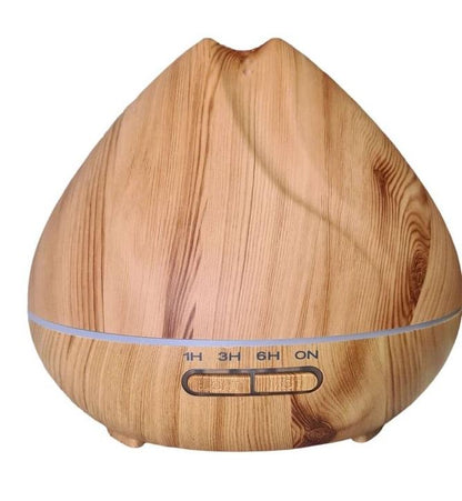 Atomiser: 400Ml Peach Light by Silkinder, wood-grain aroma diffuser with LED light and soothing mist for air purification.