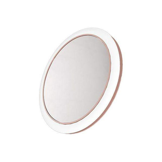 Rose gold LED Portable Makeup Mirror with Built-in Wireless Charger by HLQ for flawless makeup application on the go