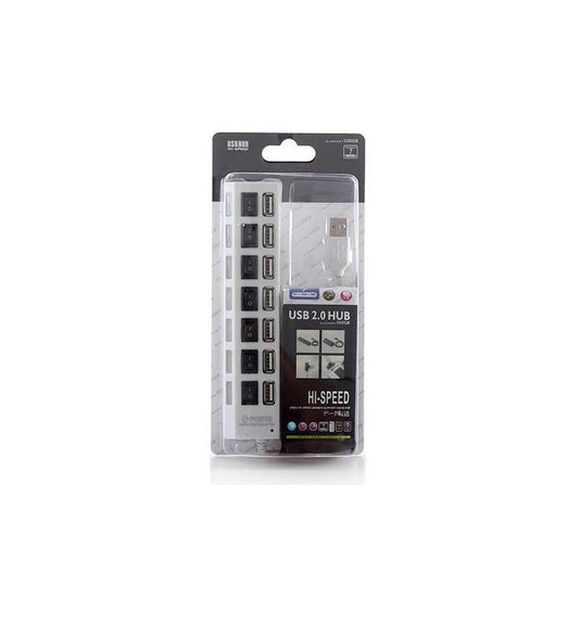PRE-Loved MicroWorld USB 7-Port Hub V2.0 - High-Speed Data Transfer with LED Indicators for enhanced connectivity.