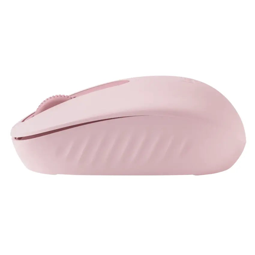 Pink computer mouse on a white background