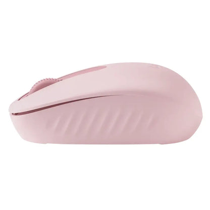 Pink computer mouse on a white background