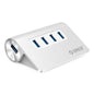 4-Port USB 3.0 Hub by Orico – Durable Aluminum Housing with 4 high-speed ports and sleek silver design for laptops and PCs