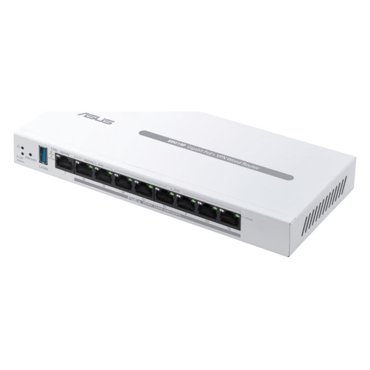 ASUS ExpertWiFi EBG19P Gigabit PoE+ wired VPN router — ports and top view