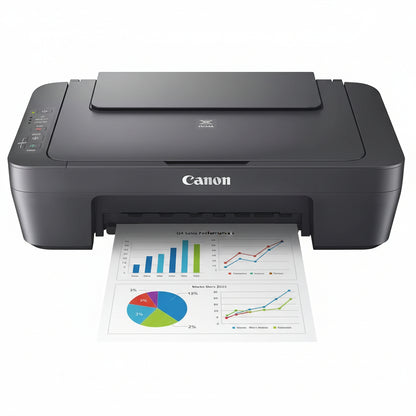 Canon printer with a document being printed on a white background