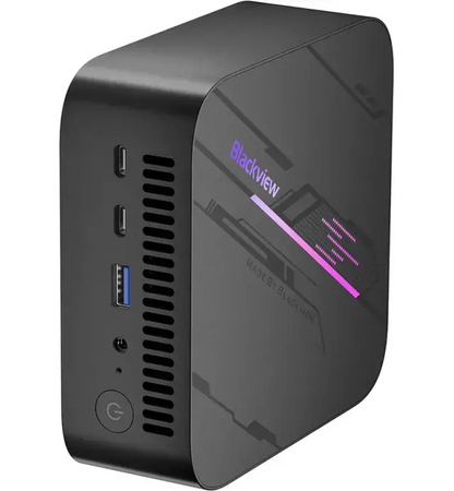 Blackview electronic device with ports on a white background