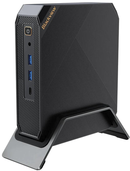 Blackview Mini PC MP200 i5 - Professional 4K Mini Desktop with 512GB SSD showcases compact design with ports for high-speed performance.
