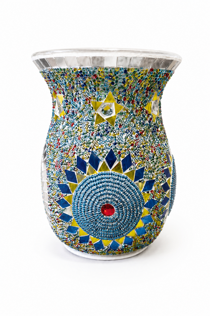 Mosaic Flower Design Oil Burner – Decorative Ceramic Wax Melt & Essential Oil Burner