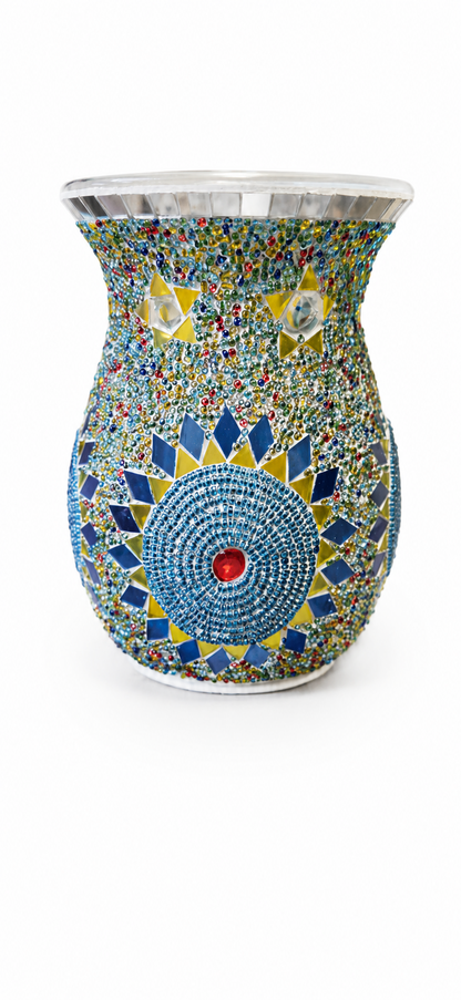 Mosaic Flower Design Oil Burner – Decorative Ceramic Wax Melt & Essential Oil Burner