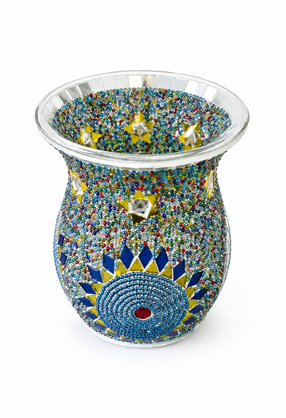 Mosaic Flower Design Oil Burner – Decorative Ceramic Wax Melt & Essential Oil Burner