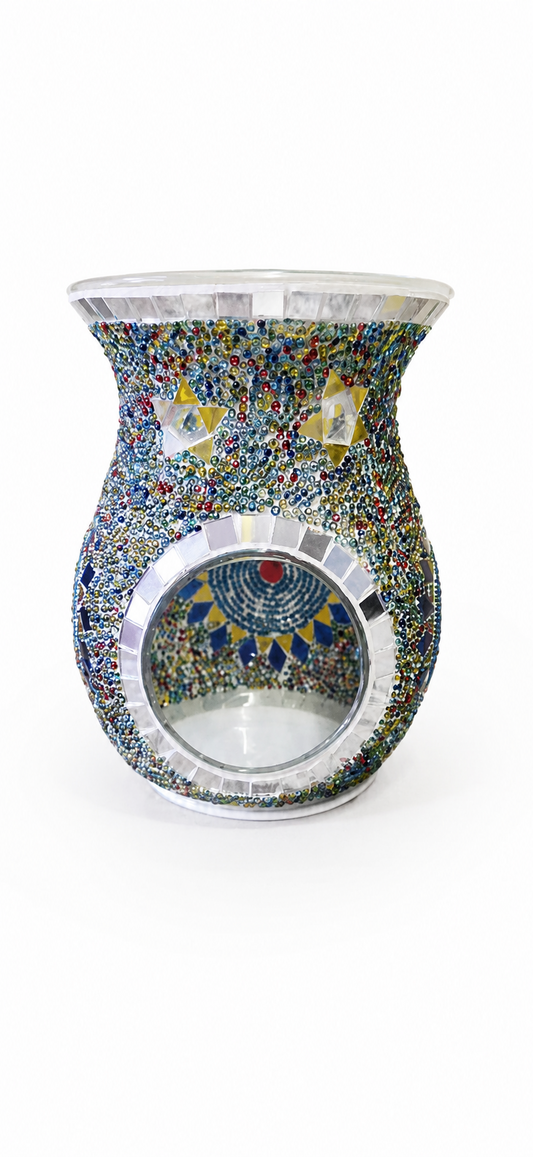 Mosaic Flower Design Oil Burner – Decorative Ceramic Wax Melt & Essential Oil Burner